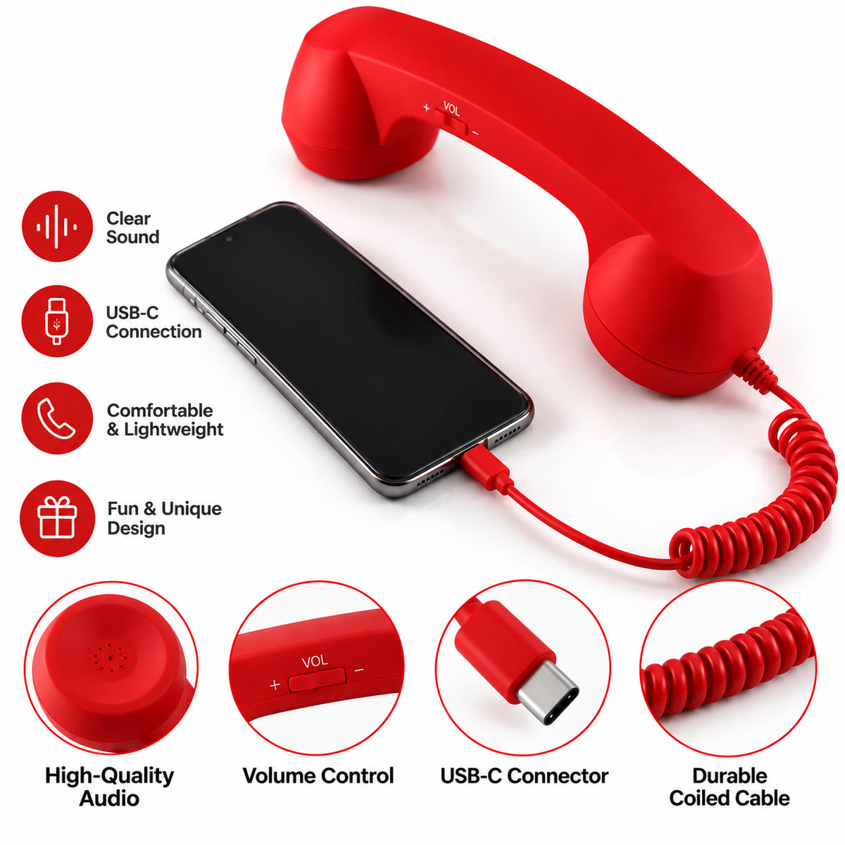 Retro Corded Telephone Handset